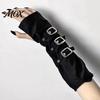 Unisex Fashion Gloves Goth Arm Warmers Fingerless for Women, Punk Metal Buckle Versatile Party Warmers, Gothic Steampunk Sleeves, Cosplay Accessories