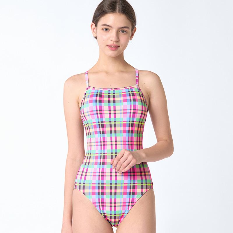 Loseuteuinseoul Macaron Check One-Piece Swimsuit