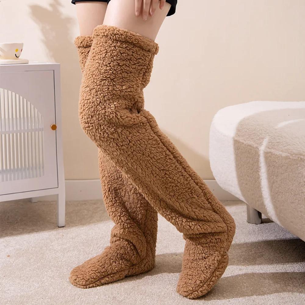 Long Thermal Floors Socks Thicken Plush Stockings Women Fashion Thigh High Socks  Sleeping Socks