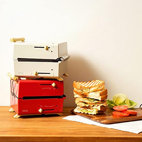 PRISMATE Grilled Hot Sand Maker with 3 Types of Plates and Fun Recipe Book PR-SK033 (RD (Red))