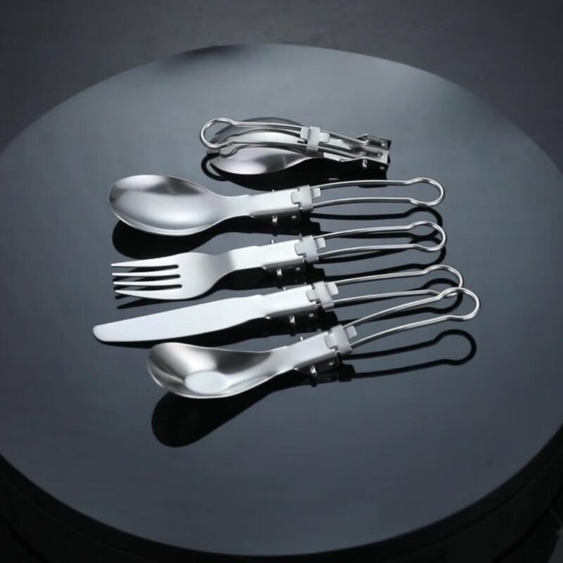 ZISIZ 304 Stainless Steel Portable Folding Oval Spoon
