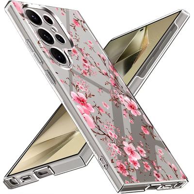 Pink Peach Blossom Case For Samsung Galaxy S26 S25 S24 Ultra S23 S21 FE S22 Plus A53 A54 A34 A15 A25 A35 A55 A26 A36 A56 5G Slim Clear Hard Cover