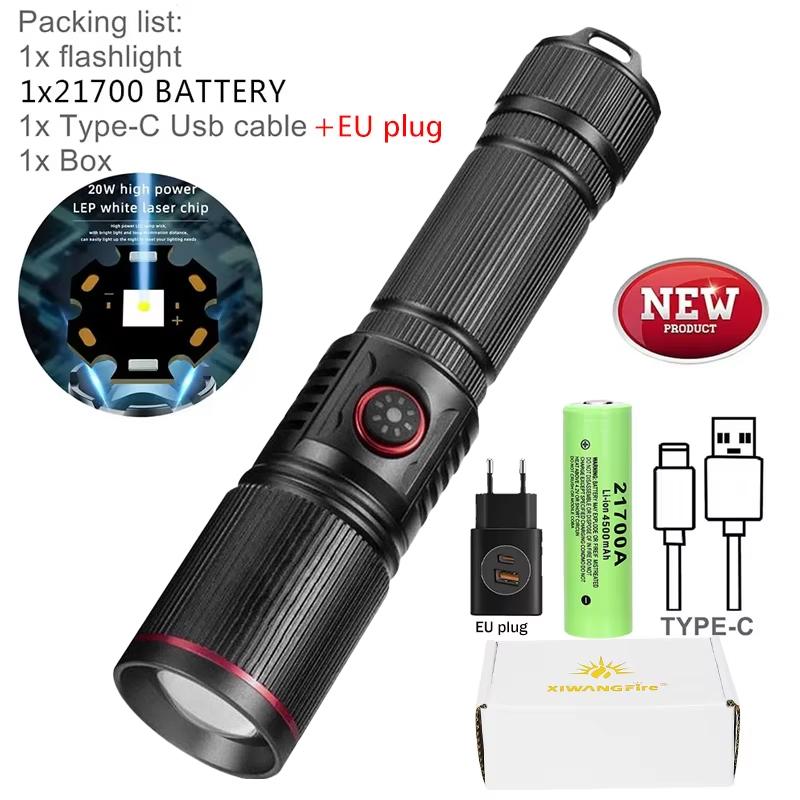 Upgrade 30W Zoom LED High Power flashlight USB Rechargeable Torch Camping Outdoor Hunting Fishing Walking Lighting Lamp