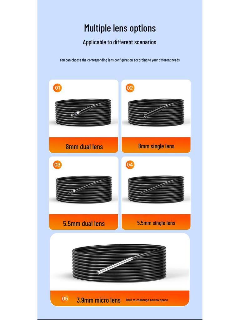 4.3" HD Endoscope Camera with Screen - Handheld 8mm Inspection Tool