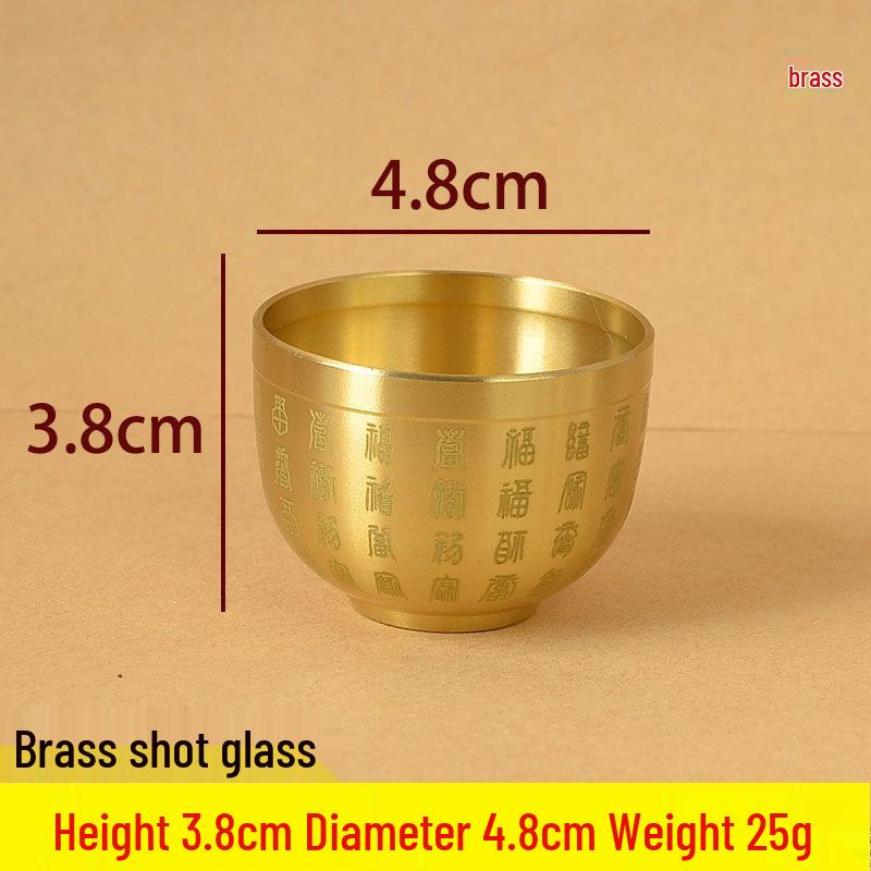 Dragon & Phoenix Brass Tea and Wine Cup - Laser Engraved Retro Ornament for Altar Decoration