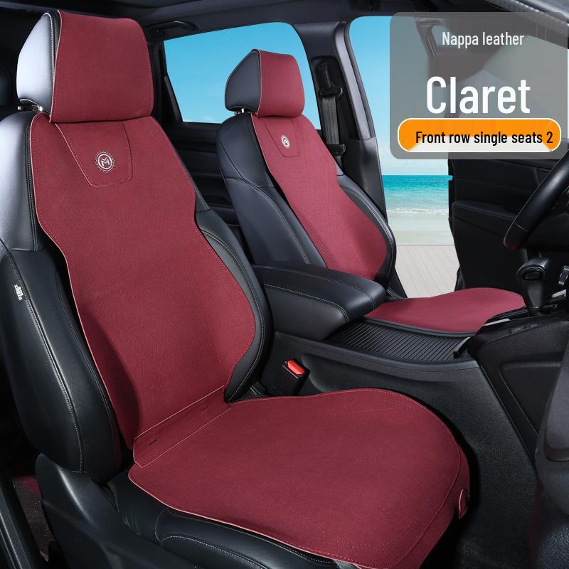 Suede Car Seat Cushion - All-Season, Breathable, Luxury Design with Small Waist Support