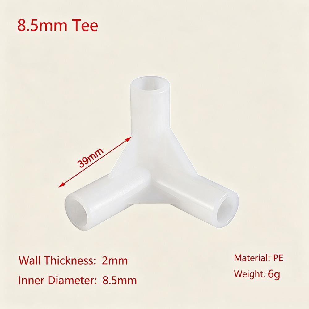 5pcs White Black Plastic Pipe Joint Connector 8mm DIY Shelf Water Tube Joint