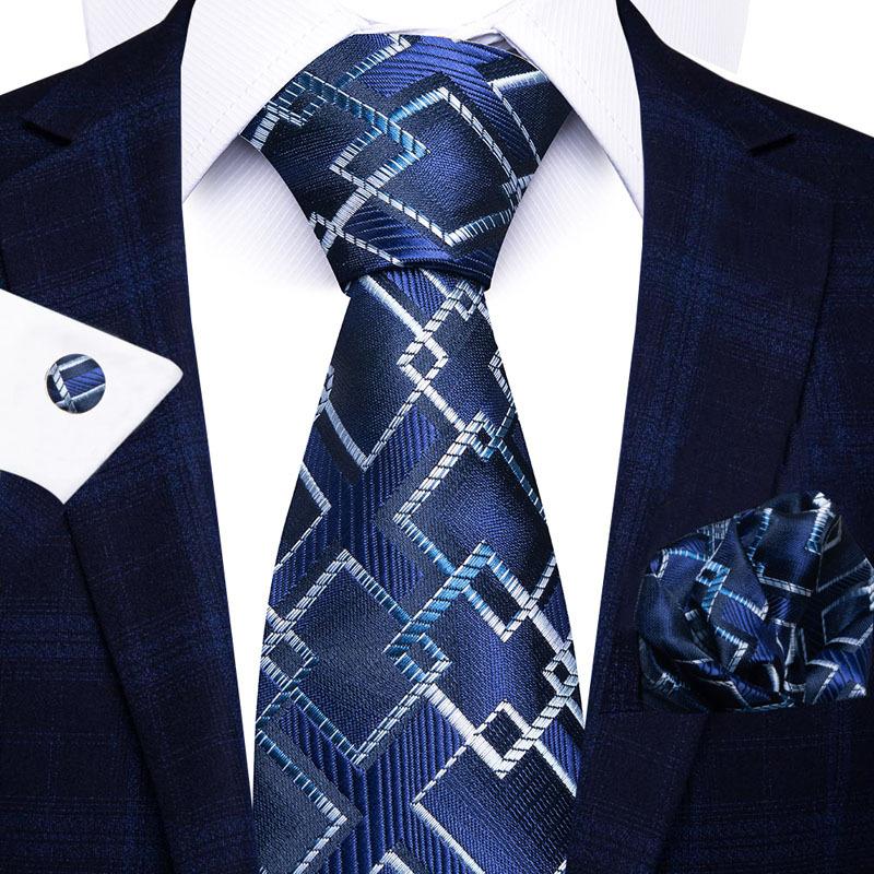 2025 Men'S Business Black Gift Box Striped Plain Tie Pocket Towel Tie Gift Set