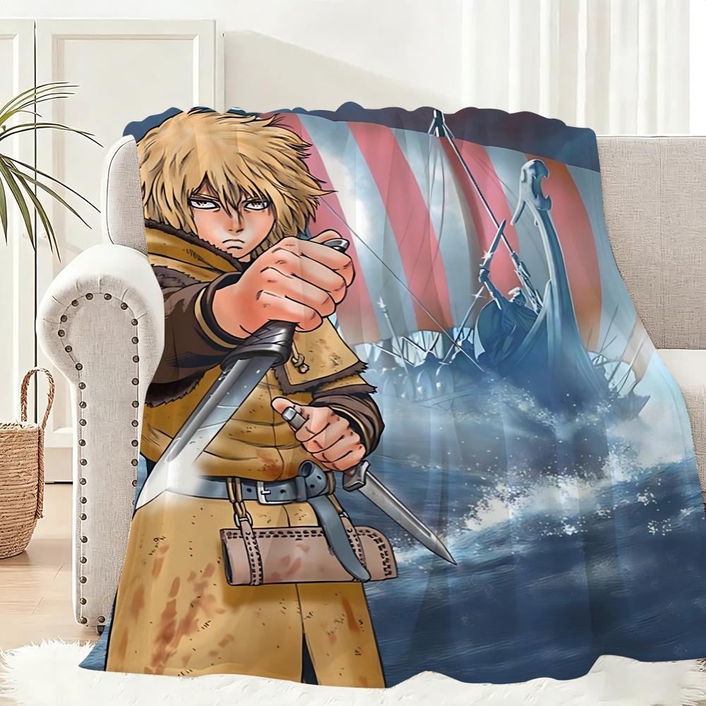 Cartoon VINLAND SAGA Throw Lightweight 240g Flannel Blanket Soft Skin-friendly for Summer Cooling