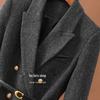 2025 Damen Doppelreiher Wollblazer: Mittellanger Herbst Winter Mode Mantel