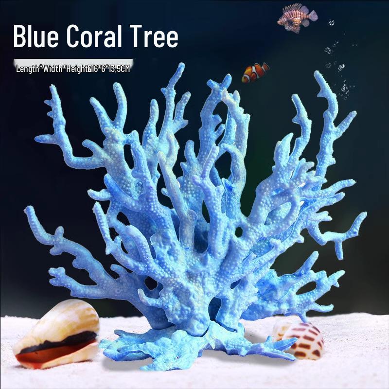 Aquarium Resin Coral Ornament Set: Simulated Coral Tree & Fish-Shrimp Hiding Decoration for Saltwater Tanks