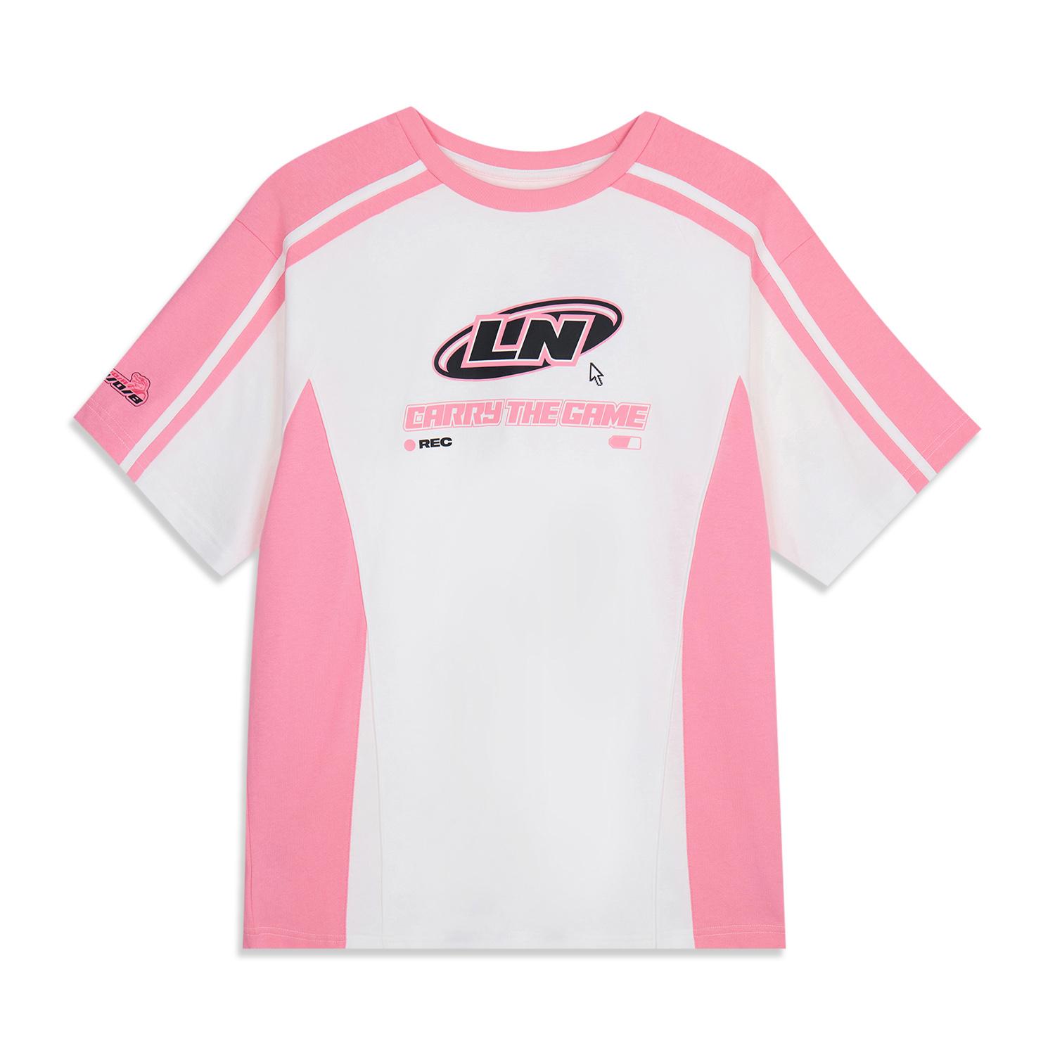 Li Ning x LEAGUE OF LEGENDS Коллекция Спортивная Жизнь Футболка Унисекс Слоновая Кость/Утренний Розовый AHSV639-1 XL