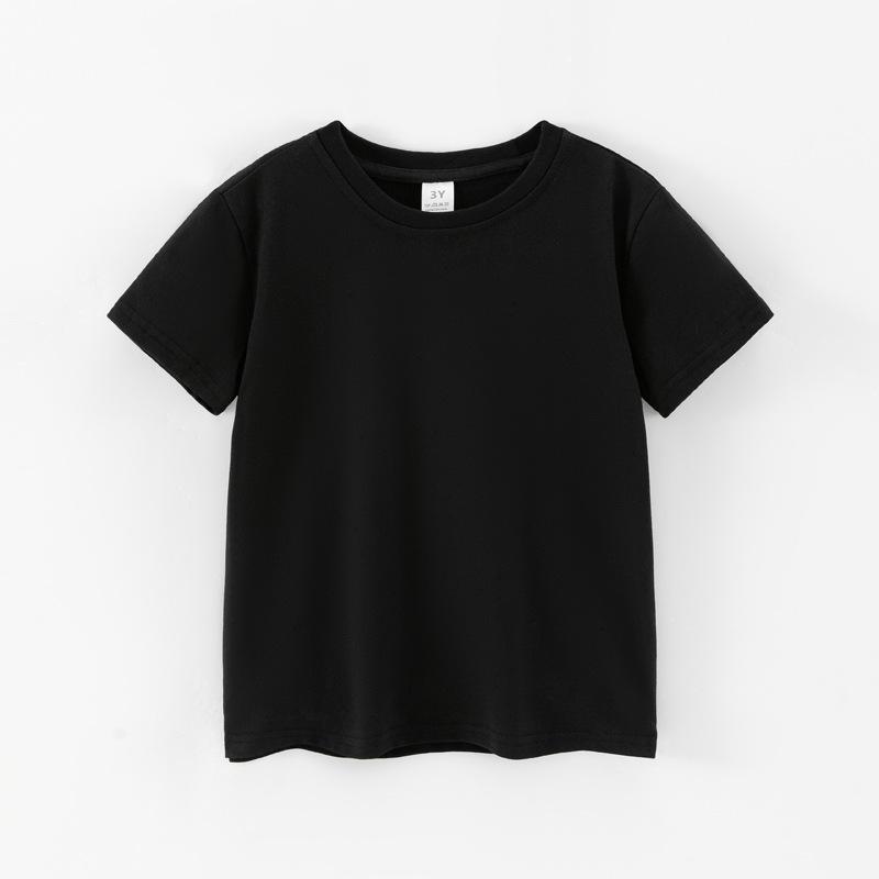 Kinder Kurzarm Baumwoll T-Shirt einfarbig - Sommer für Jungen, Größen ab 3T