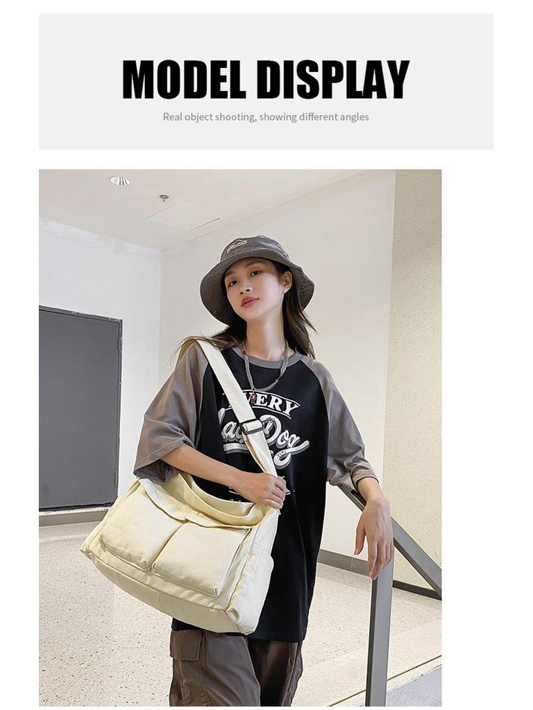 Women's Japanese Korean Style Canvas Messenger Bag - Versatile, Simple, Literary Shoulder/Crossbody Bag