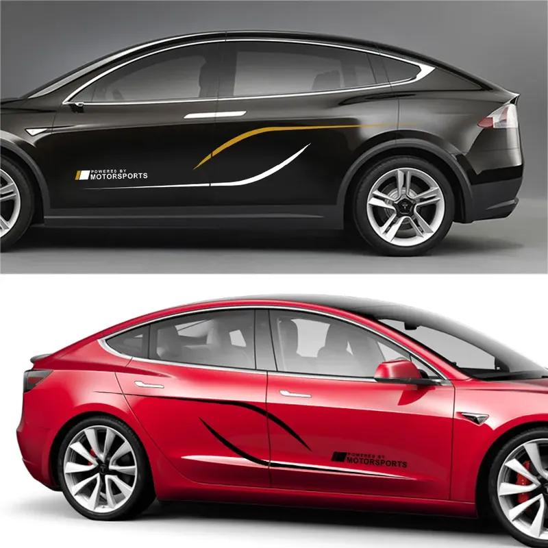 Auto Body Decoration Decals Car Door Side Vinyl Stickers Graphical Motorsport Decal Accessories For Tesla Model 3 S X P100D