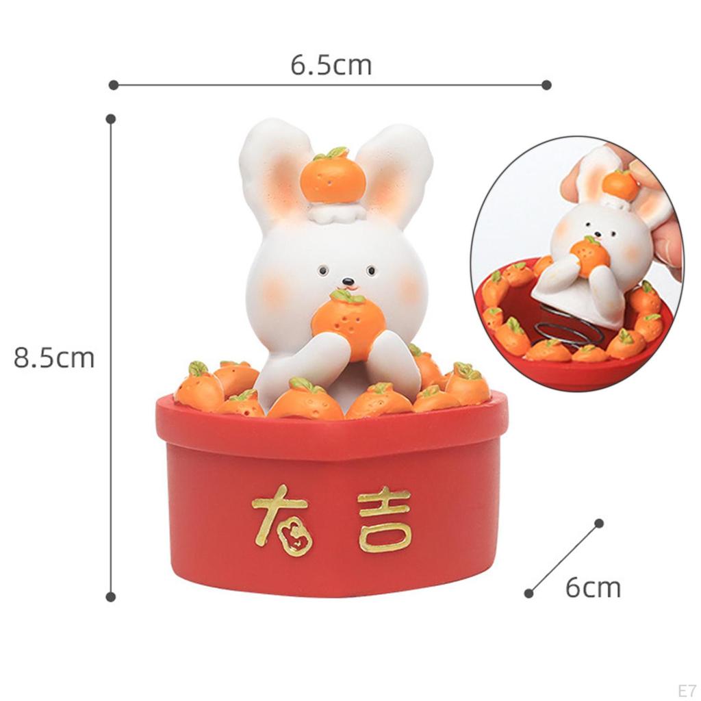 Chinese Statue Figurines Home Decoration Table Centerpieces Shaking Bunny Sculpture for Desktop,
