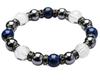 Kyojudo Natural Stone Bracelet with Hematite and Four Blue White Vermilion and Black Tortoise Lazuli Gods, Birthstones Dragon, Tiger, Bird, (Lapis