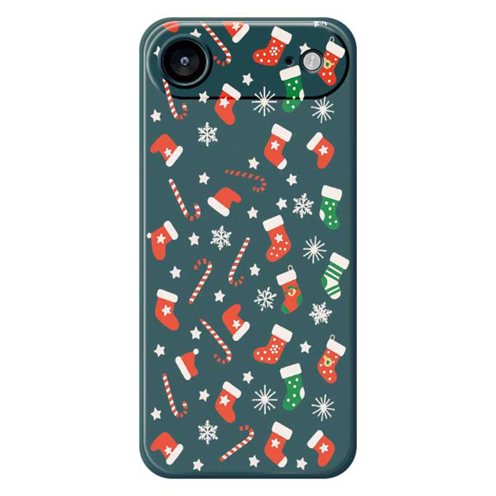 

For iPhone 17 Air Case Red Green Socks and Canes Pattern Printing Straight Edge TPU Phone Back Cover Green