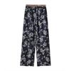 2026 Spring Women's Ink Wash Wide-Leg Drawstring Pants - Retro, Elastic Waist, Casual Loose Fit