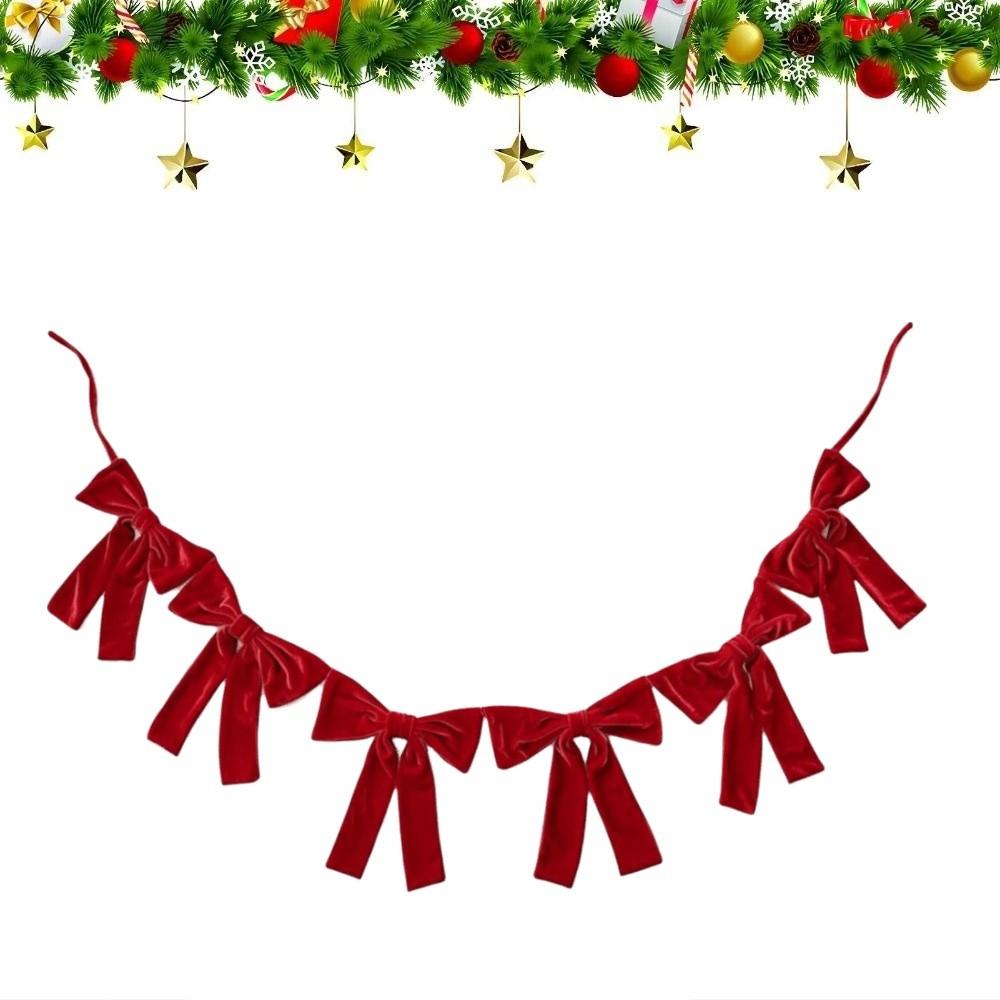 Soft Christmas Velvet Party Bow Creative Velvet Bow Garland Banner  Wedding Decor