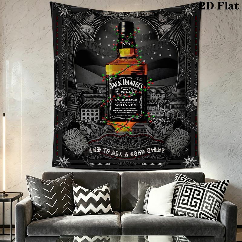 Jack Daniel'S Tennessee Whiskey Bottle Tapestry Wallmounted Background Cloth Atmospheric Background Cloth Homestay Soft Decoration Tapestry