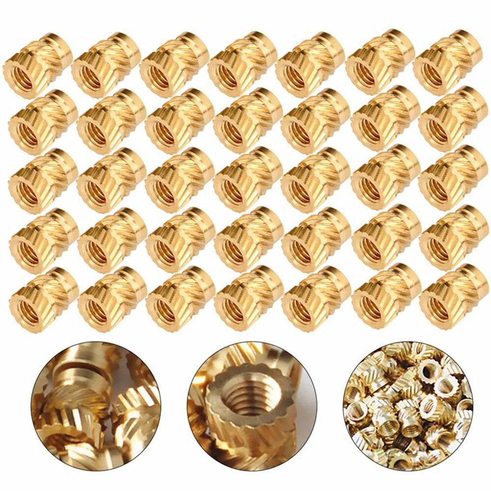 30/50/100pcs M3 Brass Knurled Heat Set Inserts Threaded Heat Resistant Embedment Nuts for 3D Printing Plastic Injection