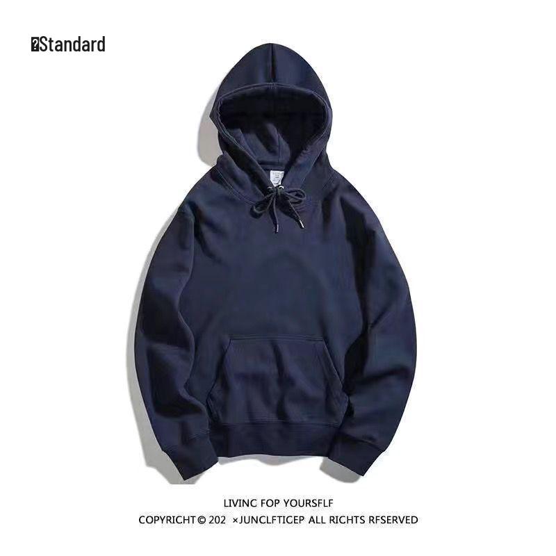 Men's Dark Green High-Gloss Heavy Oversized Hooded Sweatshirt for Autumn/Winter, Plus Velvet, Basic Style.