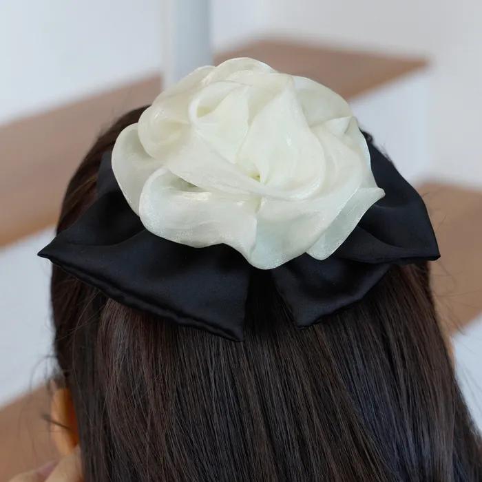 chiffon rose ribbon hair pin (IVORY)