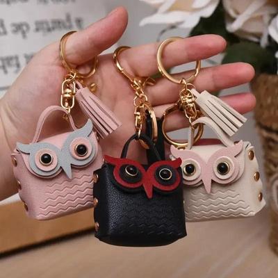 Creative Leather Owl Keychain - Trendy Car Bag Accessory and Small Pendant