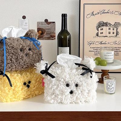 Neue Niedliche Plüschhunde-Taschentuchbox Kreative Papierbox Wohnheim Weiblich Zuhause Schreibtisch Papier Schubladen Set Wohnzimmer Schreibtisch Dekoration