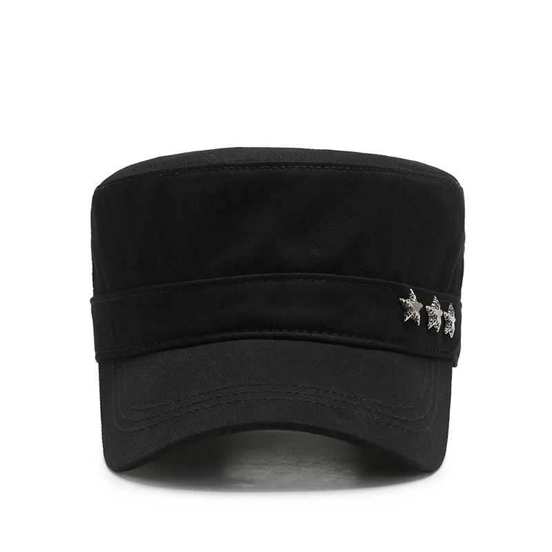 New men's spring and autumn cotton flat-top military hat five-star cap fishing hat outdoor hat