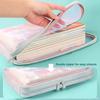 A4 Stationery Storage Bag Double-Layer Mesh Zipper Bag Large Capacity Organizer Folders School Office Supplies Stationary Bag