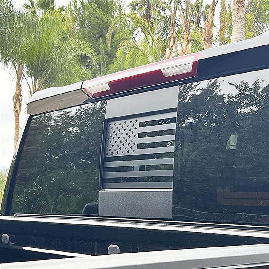 Matte Black Flag Window Decal Sticker Fits For 2019-2022 Chevy Silverado Sierra