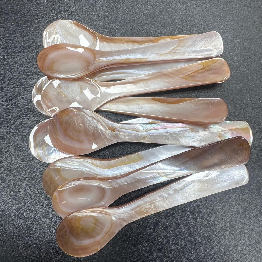 11CM Natural Shell Ice Spoon Cream Coffee Caviar Spoon Mother of Pearl Seashells Stirring Spoons Teaspoon Crafts Kitchen Tool