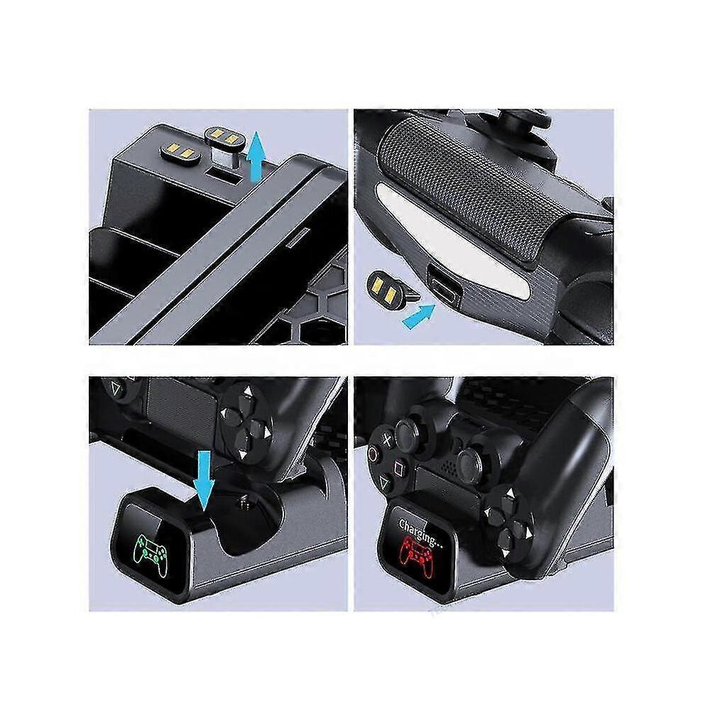 For Ps4/ps4 Slim/ps4 Pro Vertical Stand Led Cooling Fan Dual Controlle NIUNIU