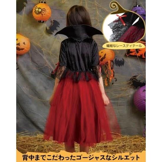 GOKEI Halloween Vampire Dress Witch Costume Kids Cosplay Girls Devil Wings Headband Choker Outfit Cute Long Disguise Photography School Festival
