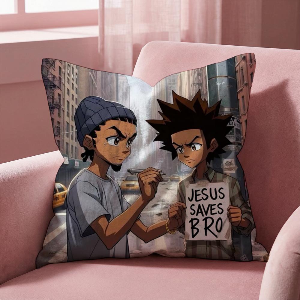 Cartoon A-Boondocks Retro Cushion Cover Multi-Scene Pillow Cover for Home & Car - Reversible, Soft & Durable for Daily Use
