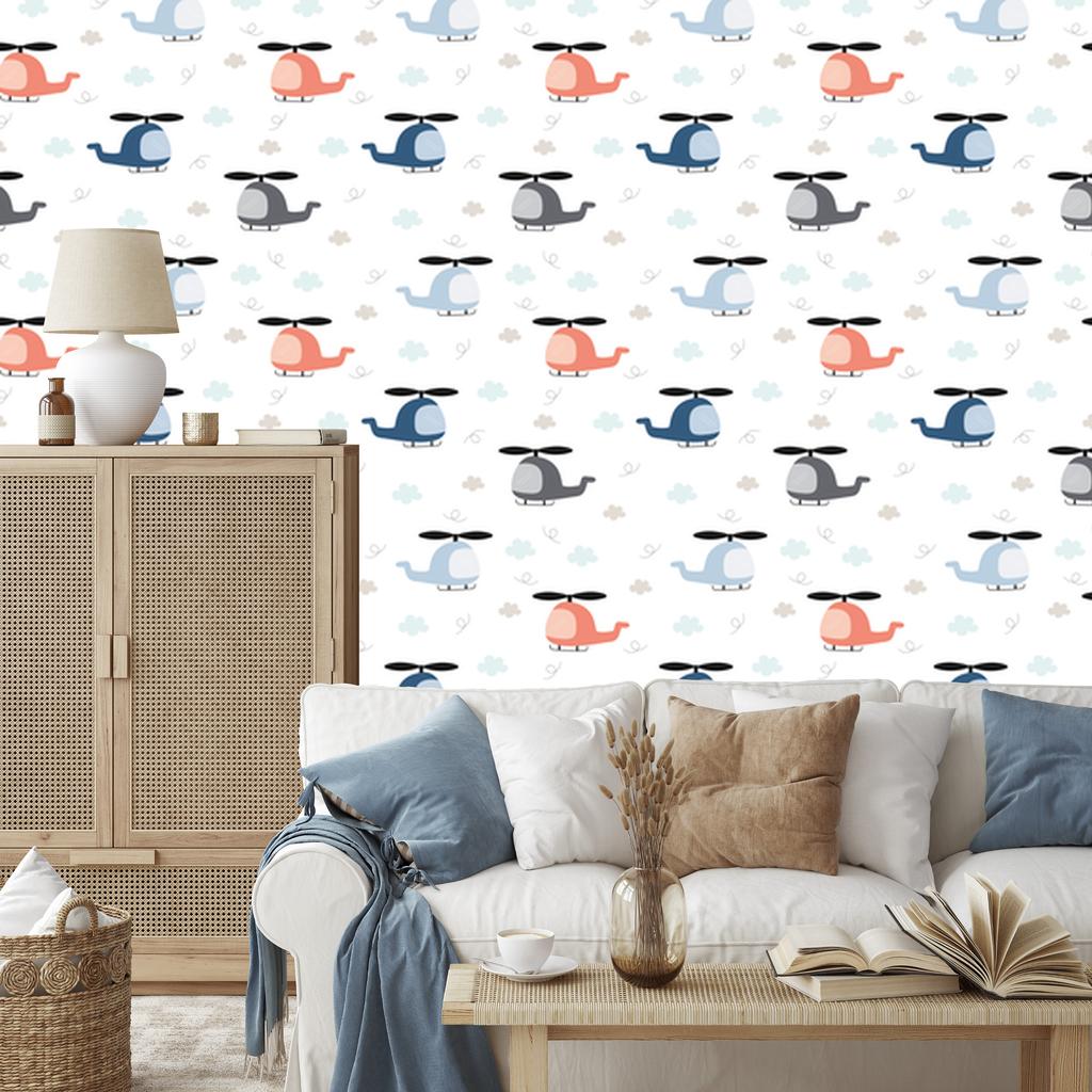 Wallpaper Cute Helicopters from the Clouds for Living Room and Bedroom 50x1000