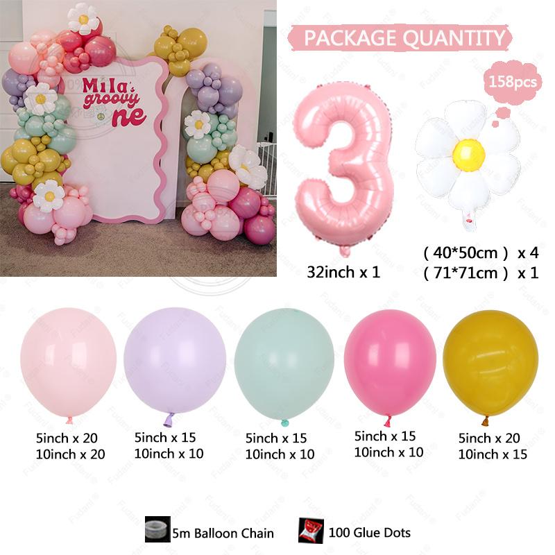 New Fresh Sunflower Daisy Macaron Balloon Set Birthday Party Decoration Wedding Ceremony Party Scene Decoration Balloon Set