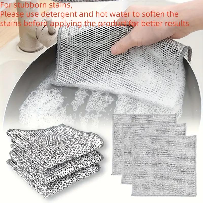 10pcs Microfiber Steel Wire Soap Pad - Double-sided Kitchen Dish Scrubber for Cutlery and Cookware KTY