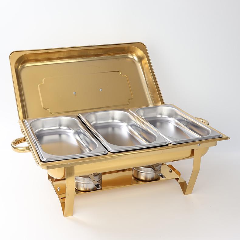 Gold-Plated Stainless Steel Folding Lid Buffet Burner Chafing Dish