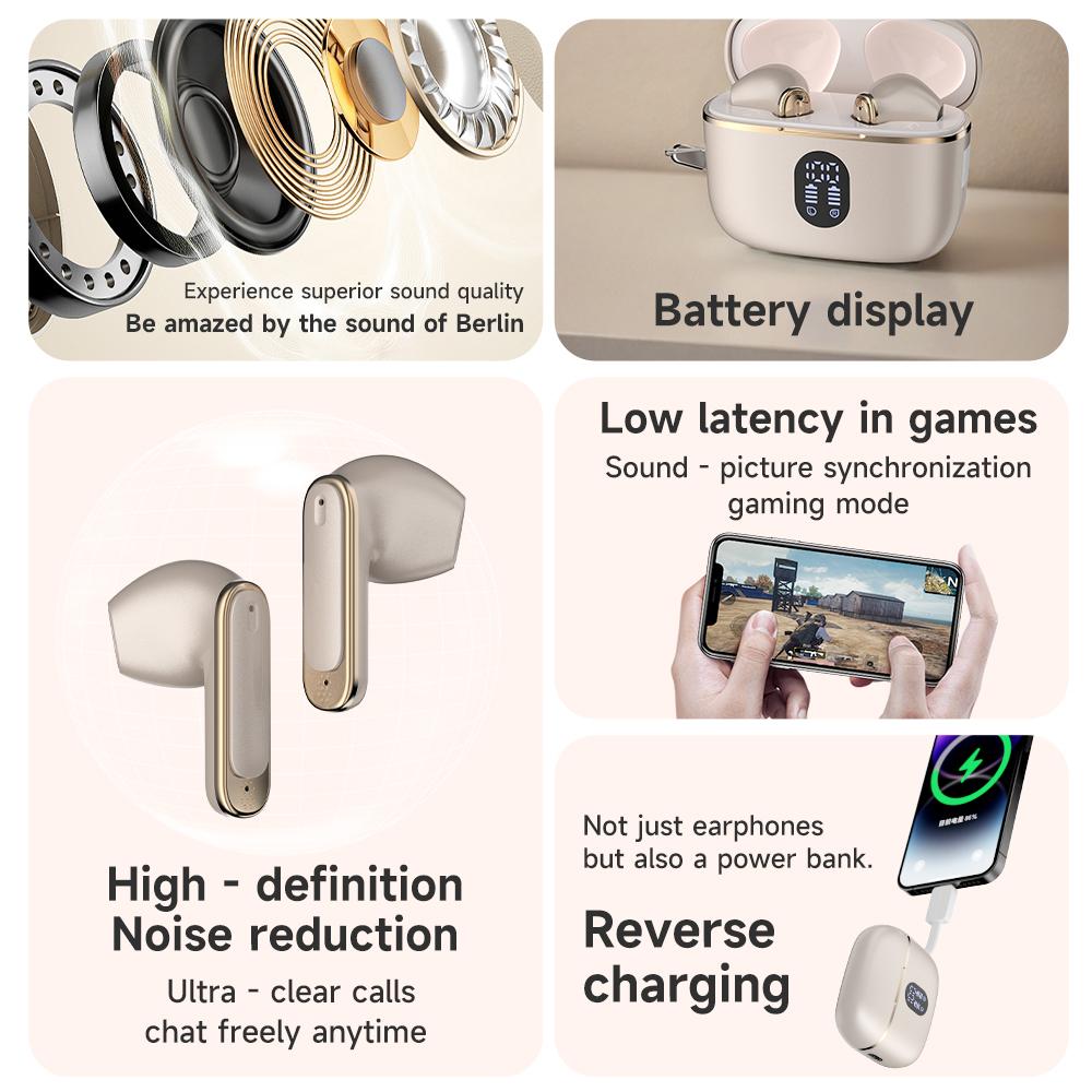 (can charge phone)LED Wireless Earphones Surround Sound Bluetooth 6.0 Headphones Touch Control Earbuds Gamer Headsets in HD Mic