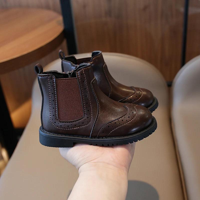 Jogerli Autumn Winter Baby Boys Girls Casual Boots Retro Style Children Short Soft Sole Anti Slip Kids Outdoor Footwear