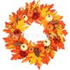 Harvest Wreath With Pumpkins Berries Vine Circle Halloween Thanksgiving Door Decor
