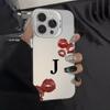 Letter J Sexy Lips Beautiful Case for iPhone 17 16 15 14 13 12 11 Pro/ Max /Plus XR XS Anti-fall and Shock Rear Cover