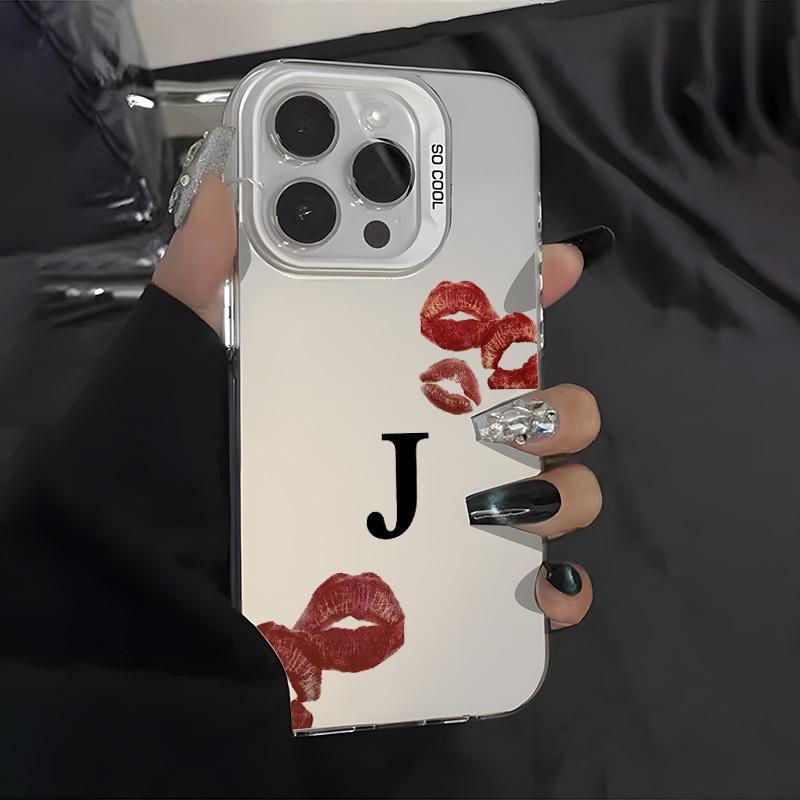Letter J Sexy Lips Beautiful Case for iPhone 17 16 15 14 13 12 11 Pro/ Max /Plus XR XS Anti-fall and Shock Rear Cover