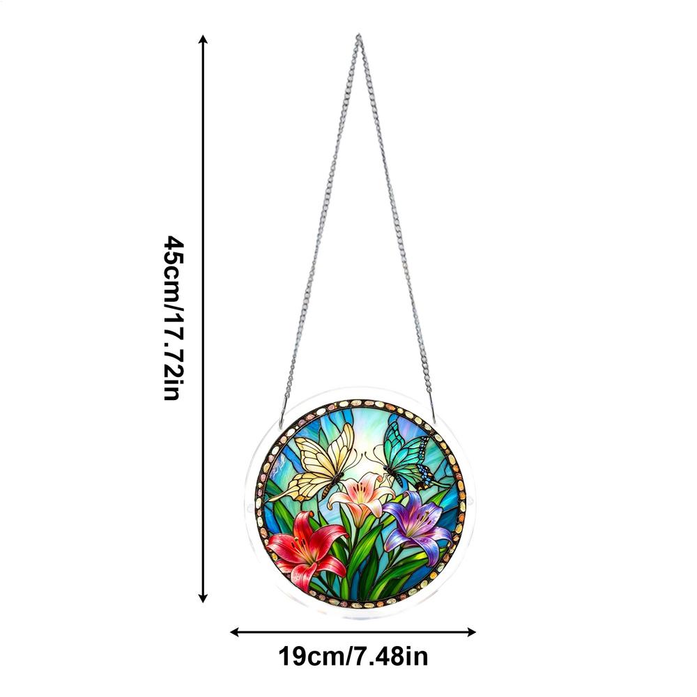 Suncatcher Ornament 19cm 2D Stained Animal Puzzle Butterfly Cat Window Decoration for Window Wall Home Living Room Bedroom
