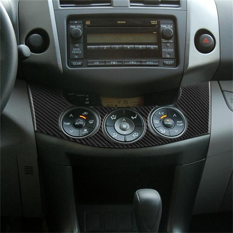 For Toyota RAV4 Car Interior Button Panel Decoration Protection Carbon Fiber Sticker 2006-2012 Car Styling Accessories