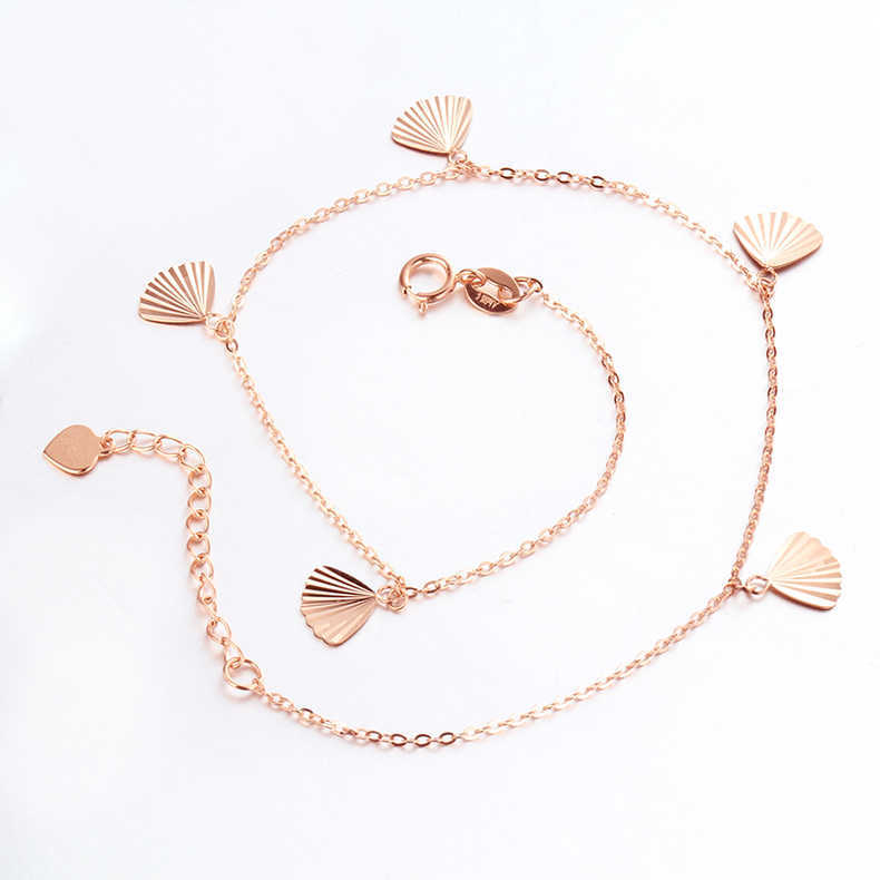 Фиолетовый Золотой Свежий Ракушечный Браслет на Лодыжку Простой Розовое Золото Покрытие Летний Гребешок Браслет на Лодыжку Украшение (21+3cm adjustable chain)