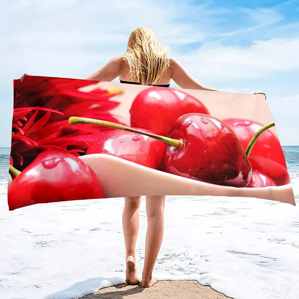Red Cherry Beach Towels,Oversized Absorbent Lightweight Soft Blanket Towel,Quick Dry Sand Free Pool Towels for Beach Vacation